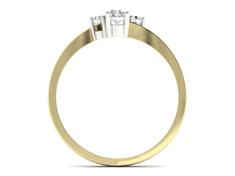 Pierścionek z diamentami białe i żółte złoto - p16124zb - 2