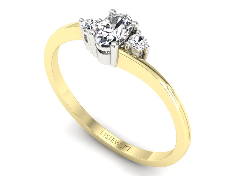 Pierścionek z diamentami białe i żółte złoto - p16124zb - 3