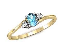 Pierścionek topaz i brylanty białe żółte złoto - p16124zba