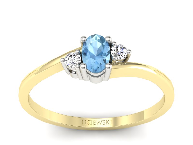 Pierścionek topaz i brylanty białe żółte złoto - p16124zba - 1