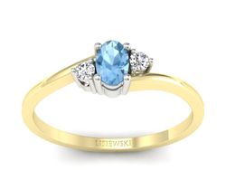 Pierścionek topaz i brylanty białe żółte złoto - p16124zba