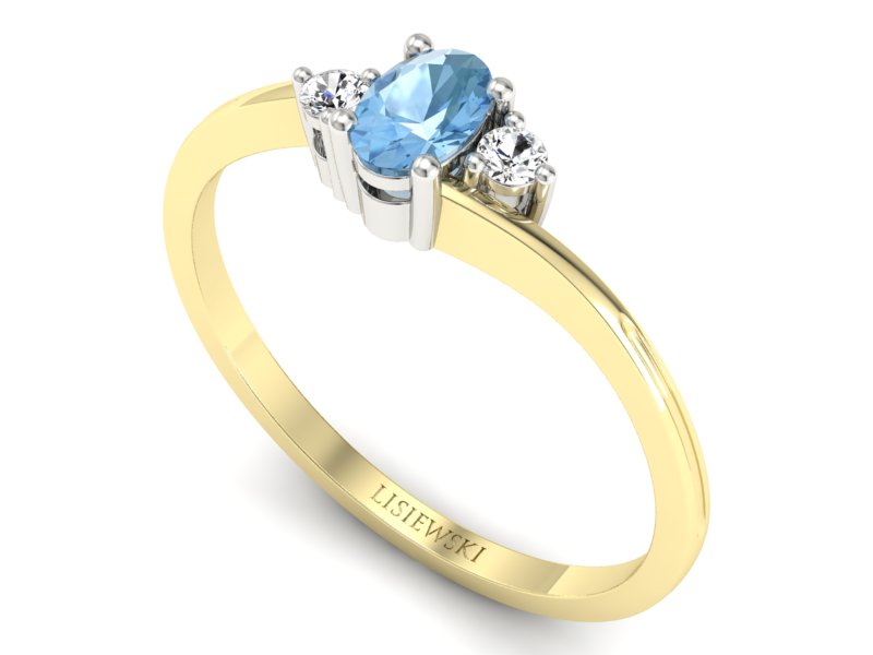 Pierścionek topaz i brylanty białe żółte złoto - p16124zba - 3