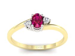 Pierścionek z rubinem i diamentami złoto 585 - p16124zbr