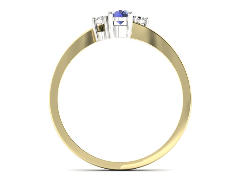 Złoty Pierścionek z tanzanitem i brylantami - p16124zbt - 2