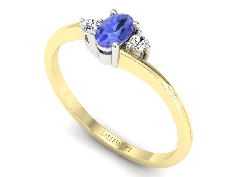 Złoty Pierścionek z tanzanitem i brylantami - p16124zbt - 3