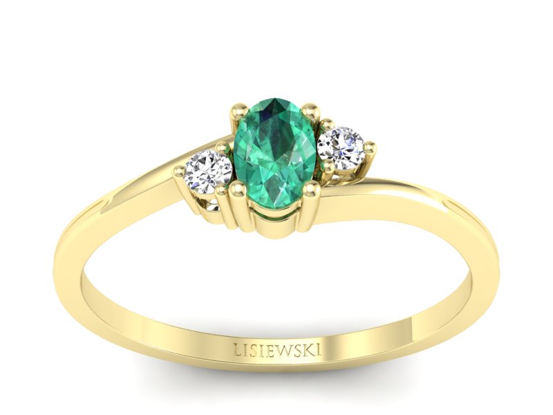 Pierścionek ze szmaragdem z brylantami złoto 585 - p16124zsm - 1