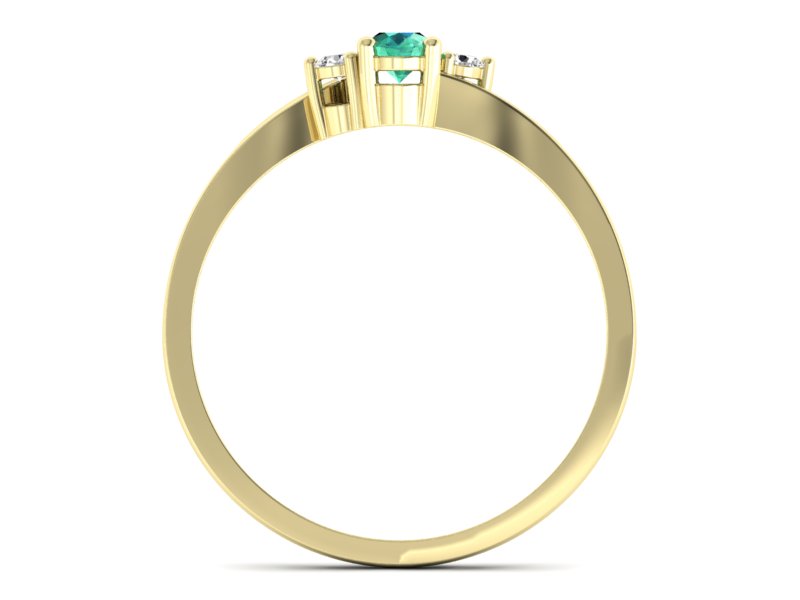 Pierścionek ze szmaragdem z brylantami złoto 585 - p16124zsm - 2