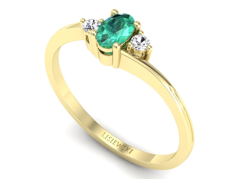 Pierścionek ze szmaragdem z brylantami złoto 585 - p16124zsm - 3
