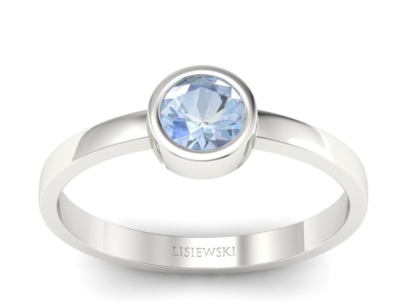 Złoty pierścionek z akwamarynem białe złoto - p16129ba - 1