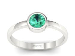 Złoty pierścionek ze szmaragdem białe złoto - p16129bsm