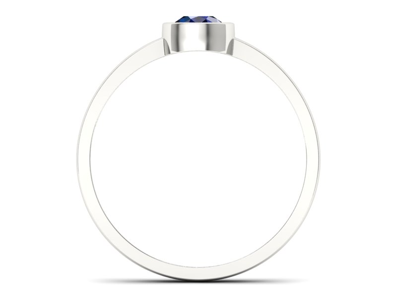 Złoty pierścionek z szafirem białe złoto - p16129bsz - 2