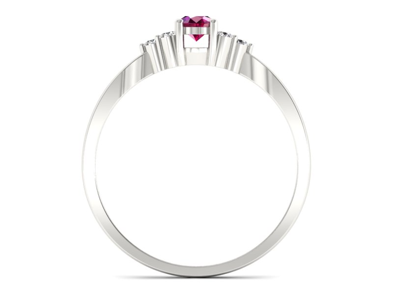Pierścionek z rubinem i brylantami białe złoto - p16131br - 2