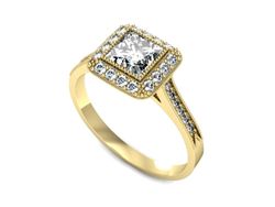Złoty Pierścionek z diamentami żółte złoto 585 - p16132z