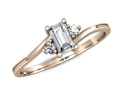 Złoty Pierścionek z diamentem z różowego złota - p16133c