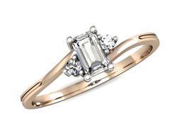 Pierścionek z diamentami różowe i białe złoto 585 - p16133cb