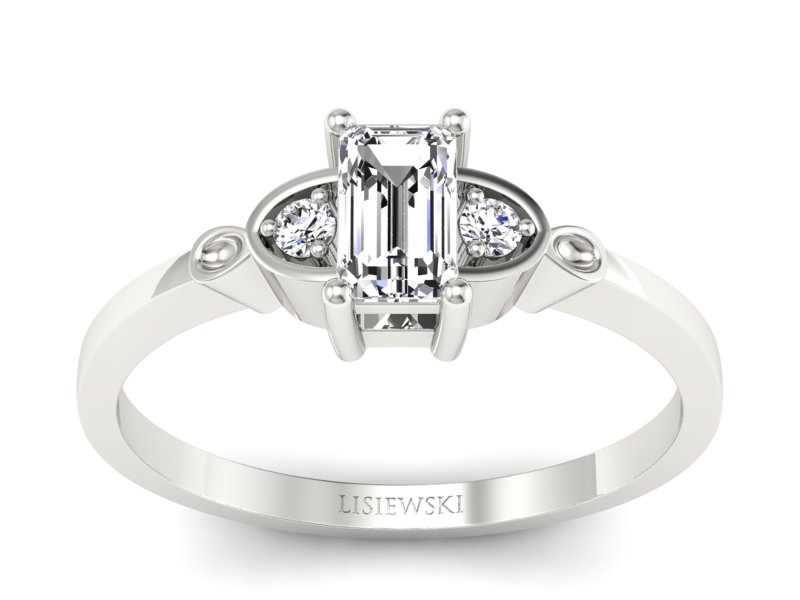 Złoty pierścionek z diamentami białe złoto - p16134b - 1