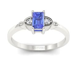 Pierścionek z tanzanitem białe złoto i brylantami - p16134bt