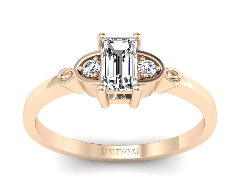 Złoty pierścionek z diamentem z różowego złota - p16134c - 1