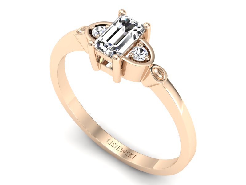 Złoty pierścionek z diamentem z różowego złota - p16134c - 3