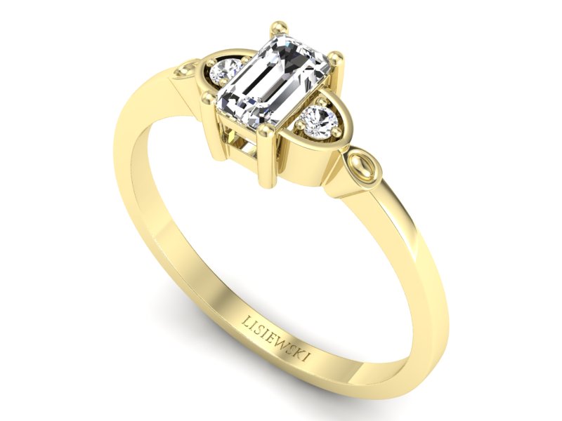 Złoty pierścionek z diamentami żółte złoto - p16134z - 3