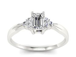 Złoty pierścionek z diamentami białe złoto - p16135b