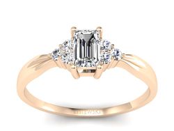Złoty pierścionek z diamentem z różowego złota - p16135c