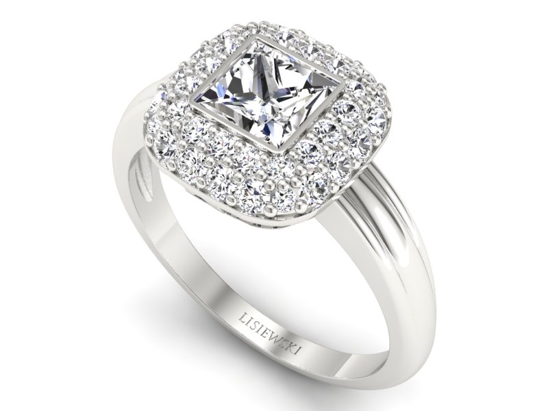 Pierścionek zaręczynowy z diamentami białe złoto - p16136b - 3