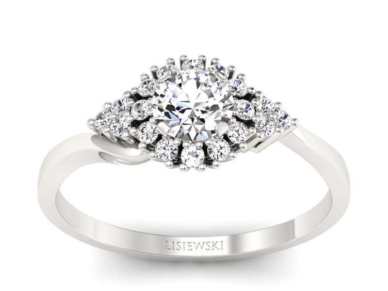 Złoty pierścionek z brylantami białe złoto - p16138b - 1