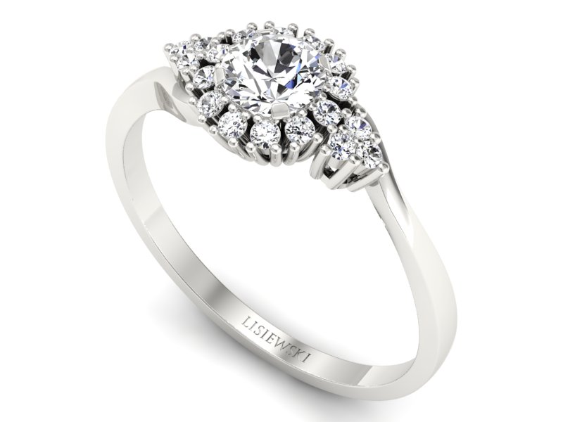 Złoty pierścionek z brylantami białe złoto - p16138b - 3