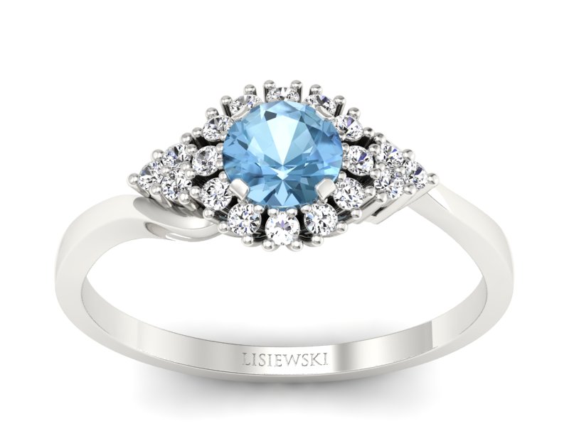 Pierścionek z topazem i brylantami białe złoto - p16138ba - 1