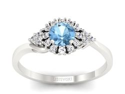 Pierścionek z topazem i brylantami białe złoto - p16138ba