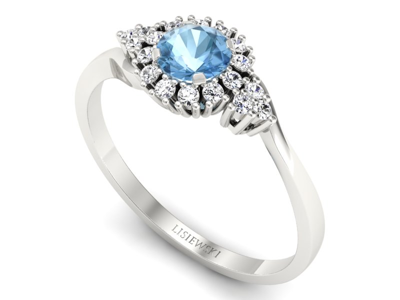 Pierścionek z topazem i brylantami białe złoto - p16138ba - 3