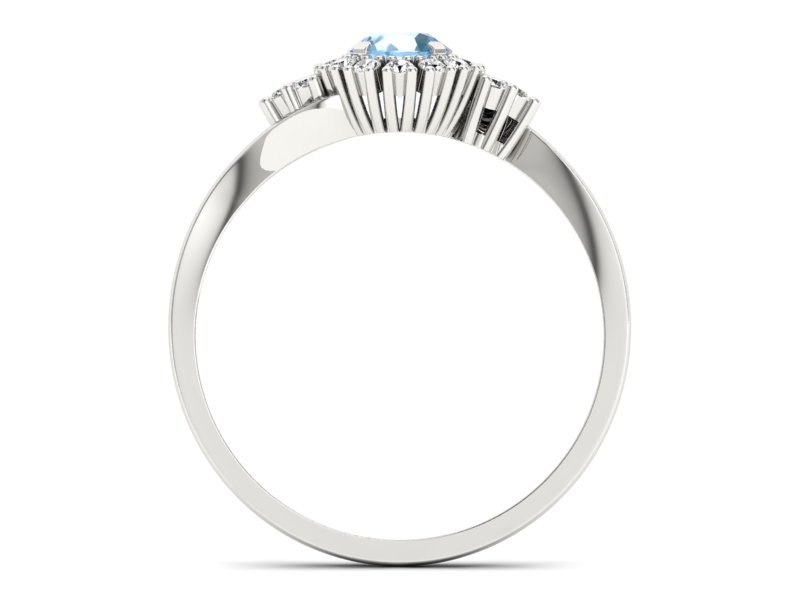 Pierścionek z topazem i brylantami białe złoto - p16138ba - 2