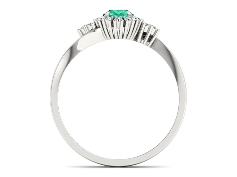 Złoty pierścionek ze szmaragdem i brylantami - p16138bsm - 2