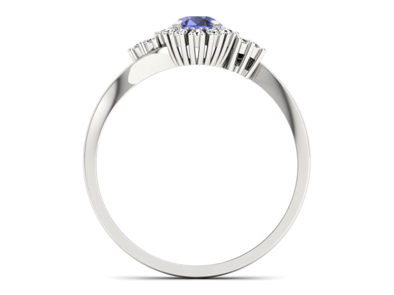 Pierścionek z tanzanitem białe złoto z brylantami - p16138bt - 2