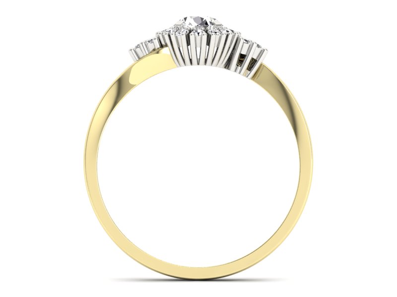 Pierścionek z diamentami żółte i białe złoto - p16138zb - 2