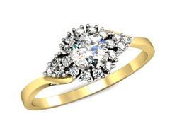 Pierścionek z diamentami żółte i białe złoto 585 - p16138zb