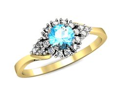 Pierścionek topaz i brylanty białe i żółte złoto - p16138zba