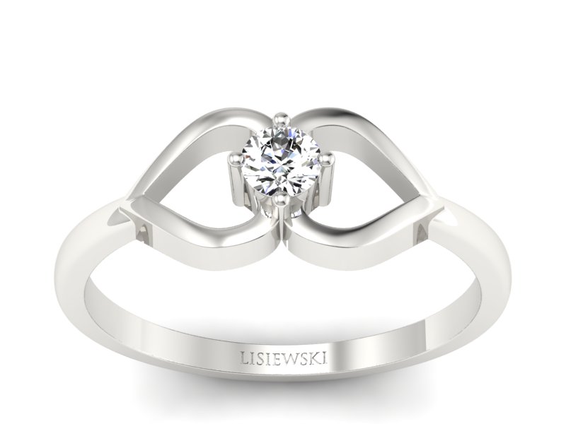 Pierścionek zaręczynowy z brylantem białe złoto - p16142b - 1