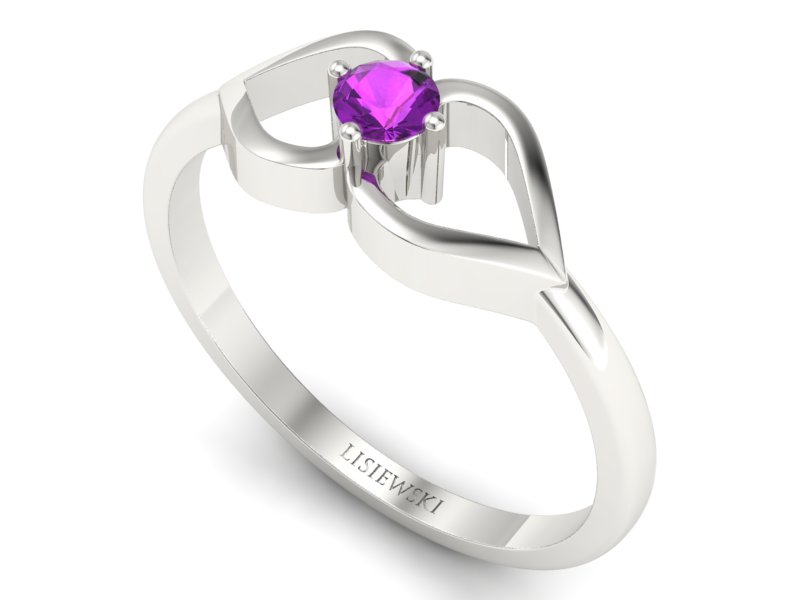 Złoty pierścionek z ametystem białe złoto - p16142bat - 3