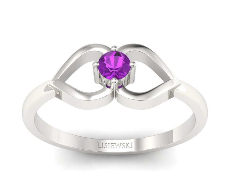 Złoty pierścionek z ametystem białe złoto - p16142bat - 1