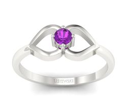 Złoty pierścionek z ametystem białe złoto - p16142bat