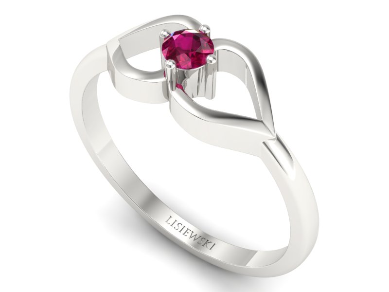 Złoty pierścionek z rubinem białe złoto - p16142br - 3