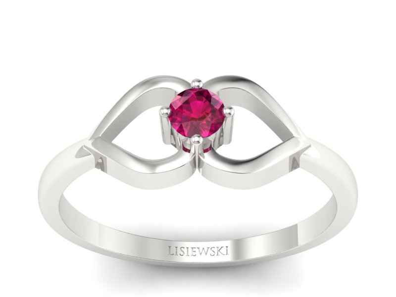 Złoty pierścionek z rubinem białe złoto - p16142br - 1