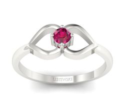 Złoty pierścionek z rubinem białe złoto - p16142br