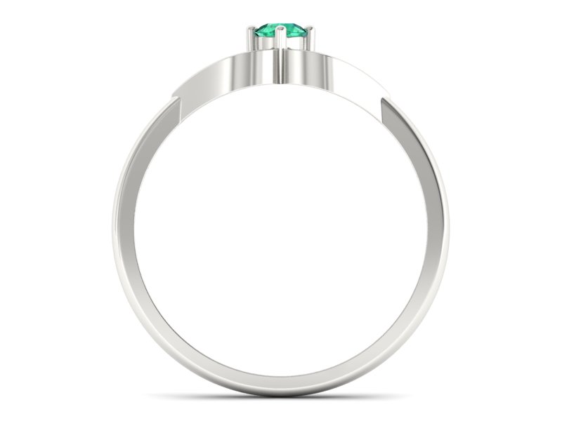 Złoty pierścionek ze szmaragdem białe złoto - p16142bsm - 2