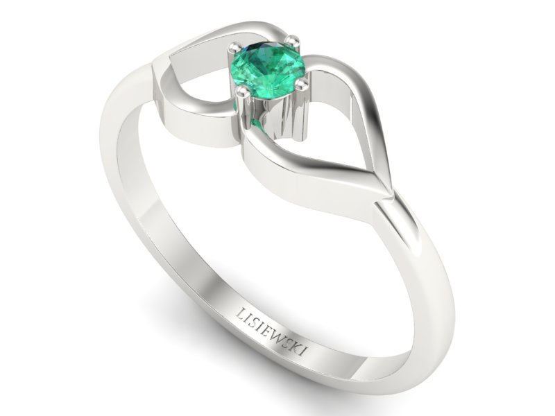 Złoty pierścionek ze szmaragdem białe złoto - p16142bsm - 3