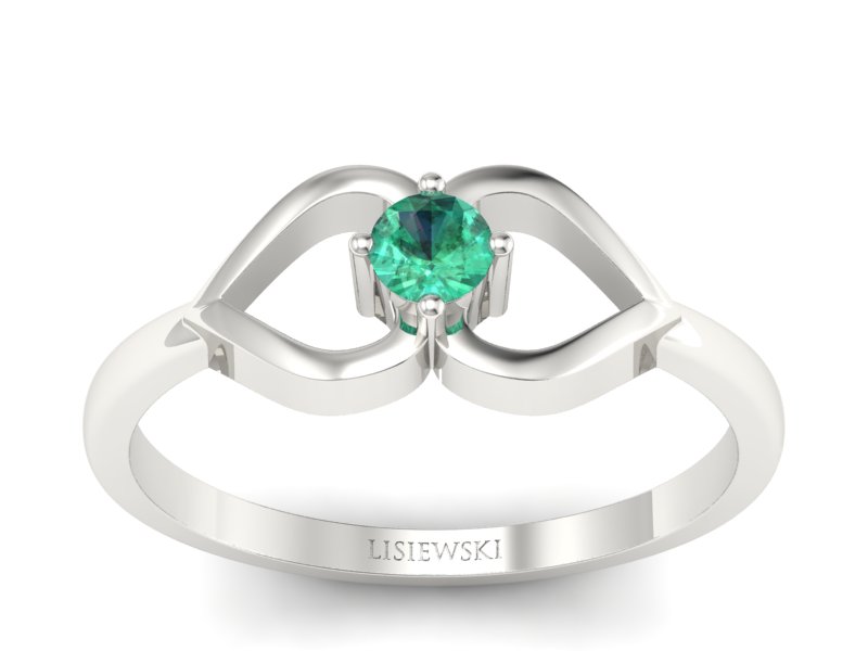 Złoty pierścionek ze szmaragdem białe złoto - p16142bsm - 1