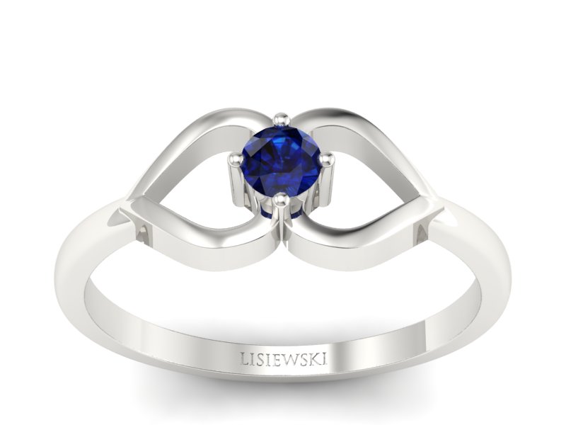 Złoty pierścionek z szafirem białe złoto - p16142bsz - 1