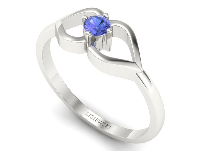 Złoty pierścionek z tanzanitem białe złoto - p16142bt - 3